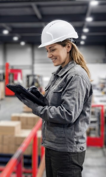 asset tracking woman in factory