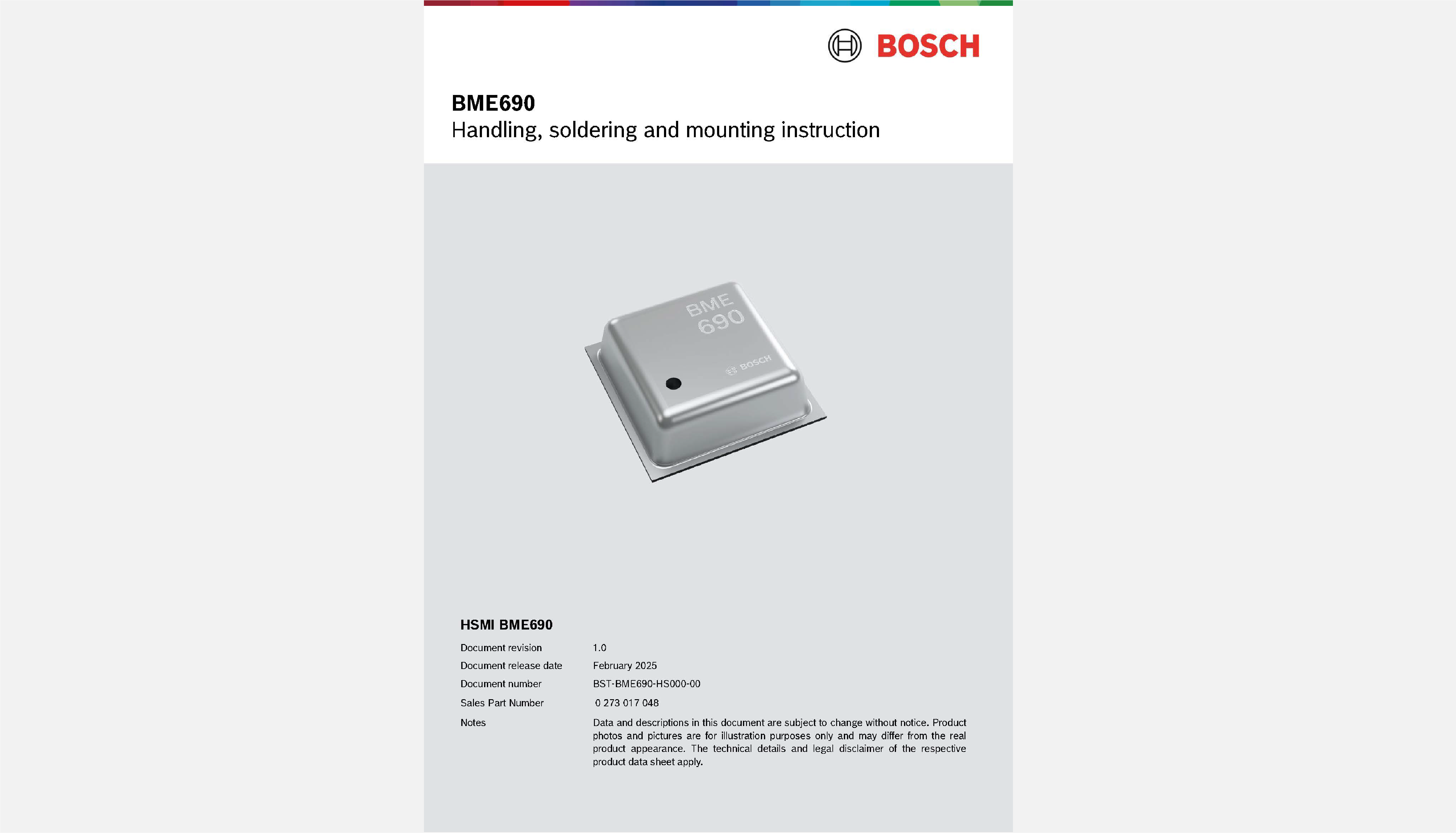 BME690 Handling, soldering and mounting instruction